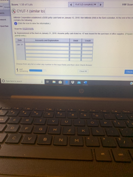 2018 Date Accounts and Explanation Debit Credit Jan 12 Petty Cash 500