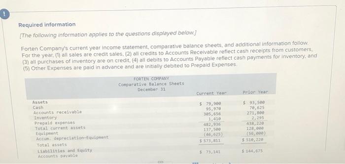  number 1 (complete statement) and 2 (spreadsheet) Required information (The following