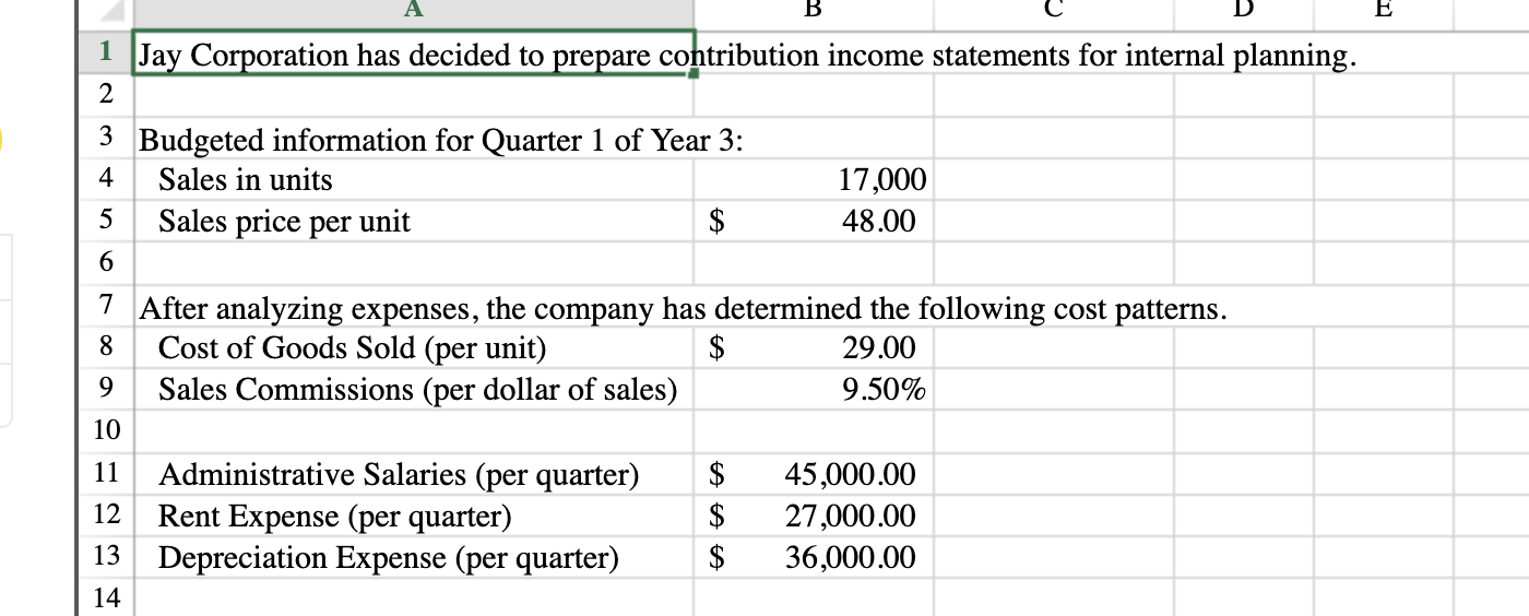 I need the EXCEL formulas for the excel spreadsheet to get