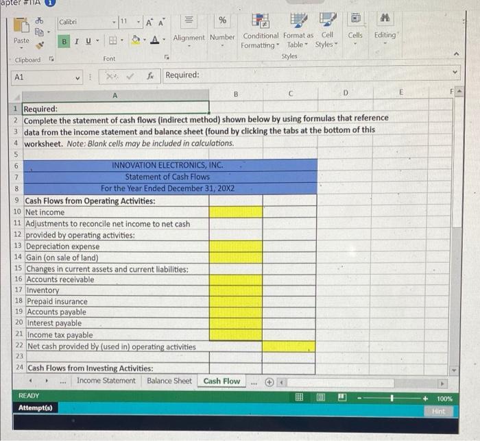 Statement Balance Sheet. The Controller has asked you to prepare the Statement