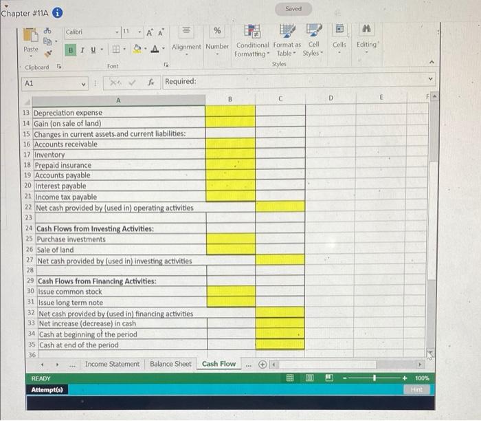 of Cash Flows for the same year ended December 31 Use the