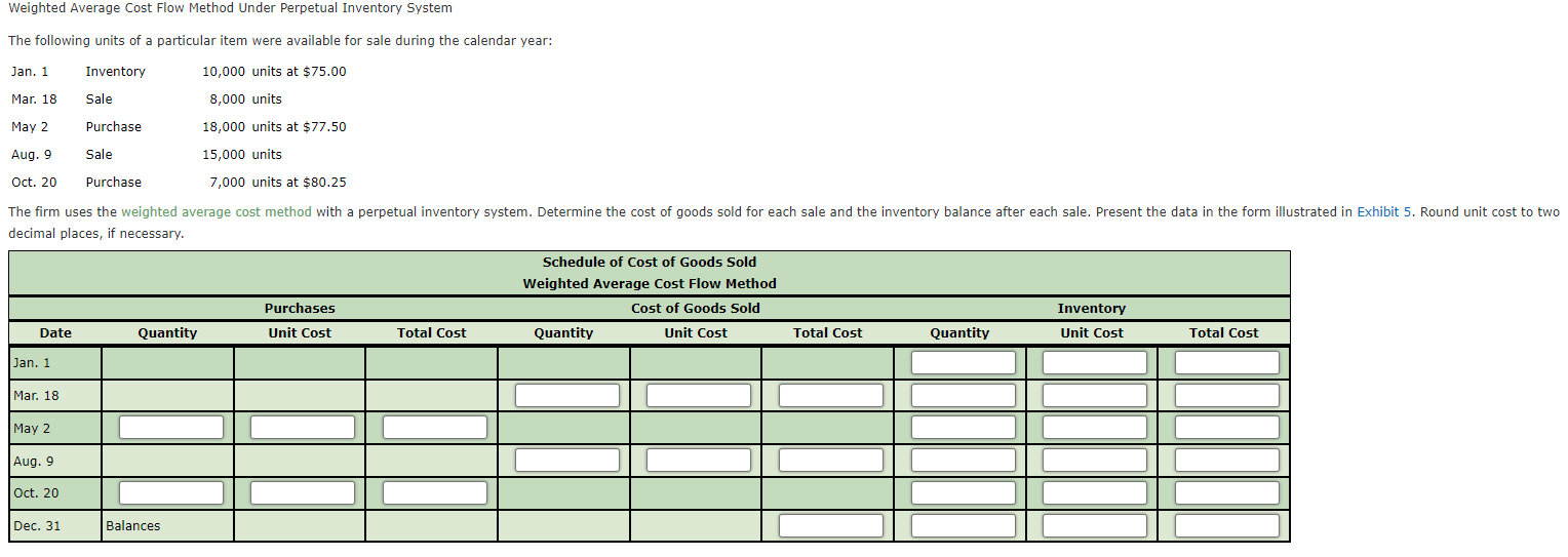 as follows: November 1 Inventory 36 units at $57 10 Sale 25
