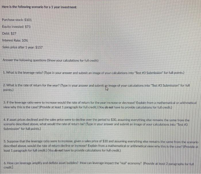 Please help me Here is the following scenario for a 1 year