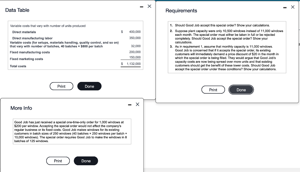 The Goad Jab Company manufactures windows. Its manufacturing plant has the capacity