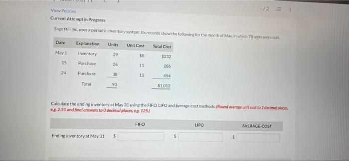 which w Total Cost Date May 1 15 24 Explanation Inventory Purchase