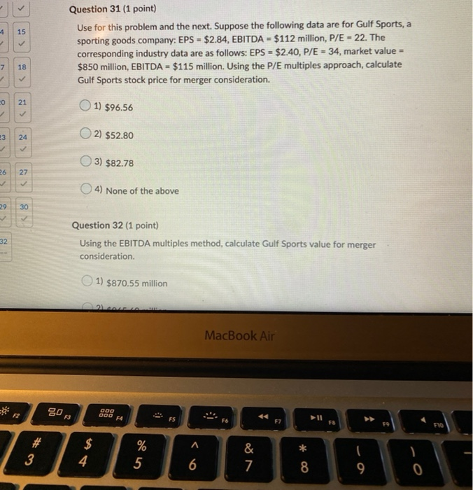  -4 15 Question 31 (1 point) Use for this problem and