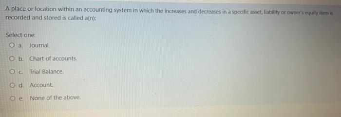 the: Select one: O a Business Entity Principle. O b. Revenue Recognition