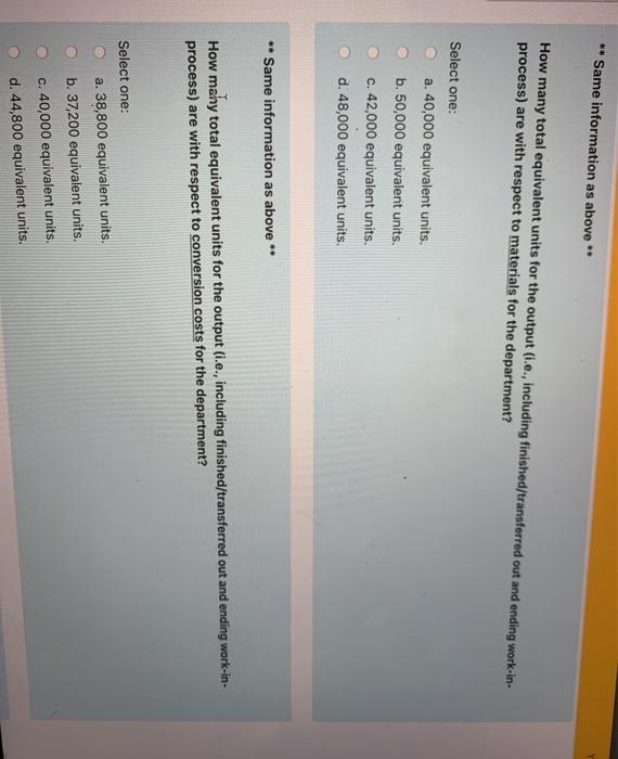 ** Adelphi uses process costing system for its mixing department. Information regarding