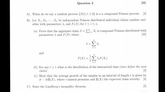 risk theory Question 2 25 A). Where do we say a