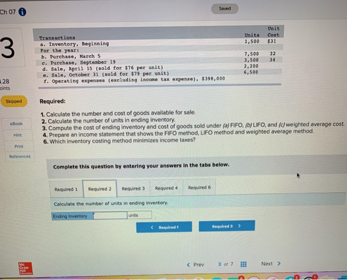 number of units purchased and sold throughout each year but applies its