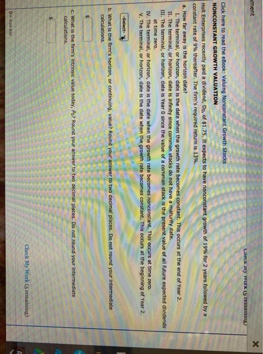  X ment Check my Work 5 remaining Click here to read