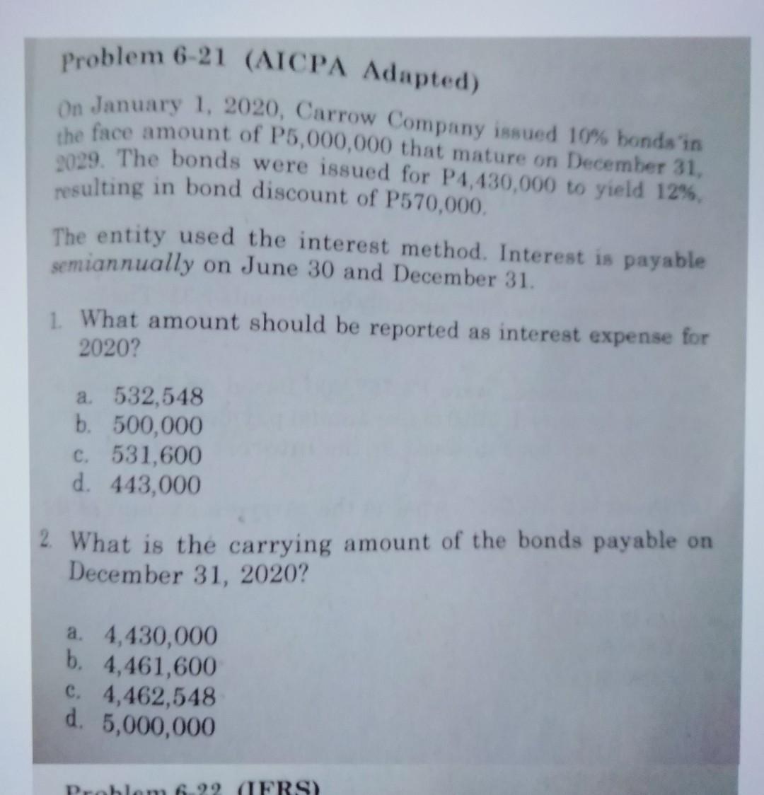 show your solution pls Problem 6-21 (AICPA Adapted) On January 1,