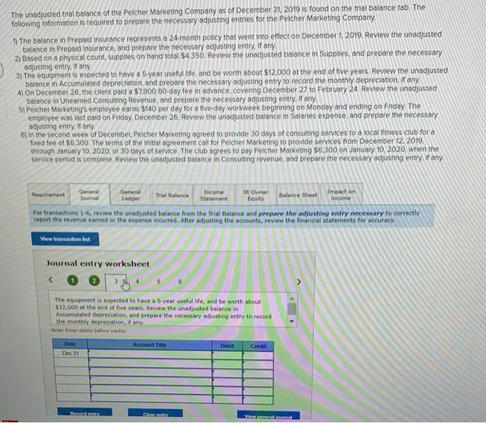 2019 is found on the trial balance tab. The following information is