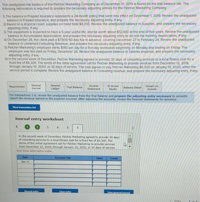 insurance, and prepare the necessary adjusting entry, if any 2. Based on