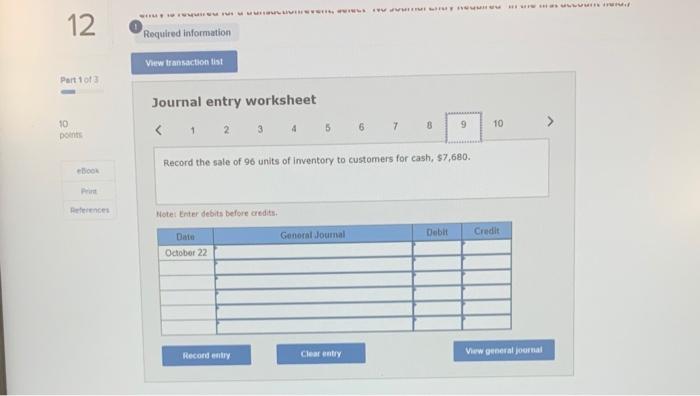 to customers on account. $12,480. (Hin The cost of units sold from