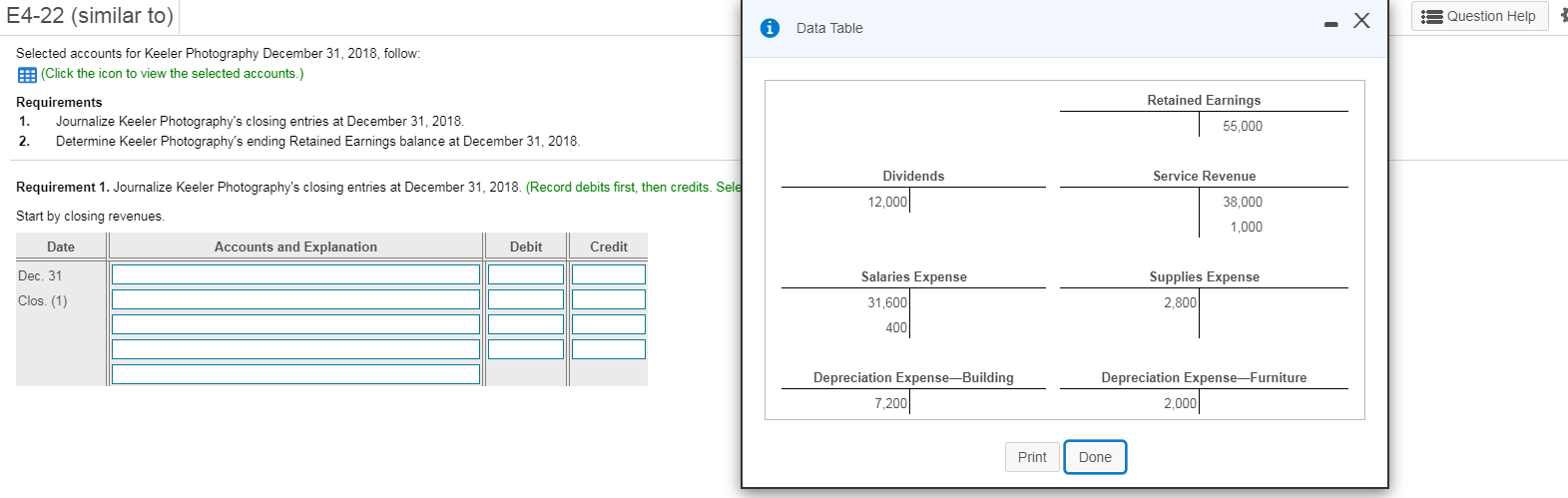  E4-22 (similar to) Question Help A Data Table Selected accounts for