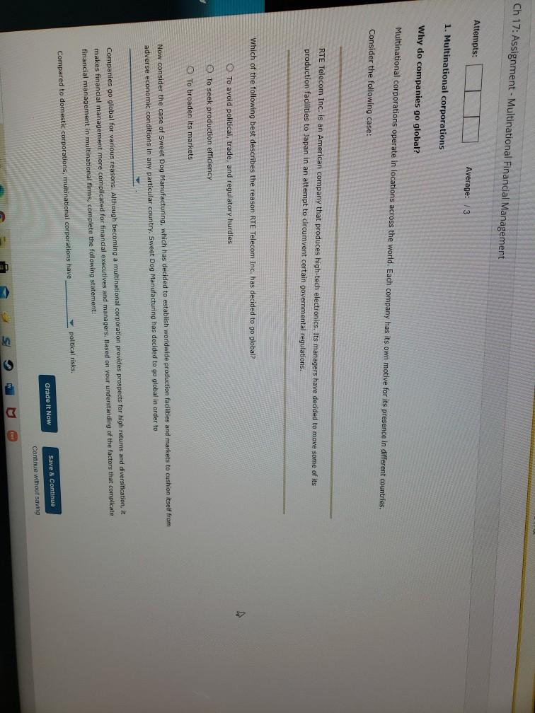 Ch 17: Assignment - Multinational Financial Management Attempts: Average: 3 1.