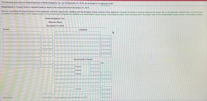 1. Prepare Robin's classified balance sheet in the account for December 3,