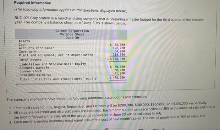  please note this is a multiple part question Required information [The