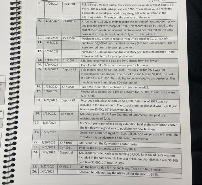 transactions, journal entries, in an Excel Spreadsheet. An example of an Excel