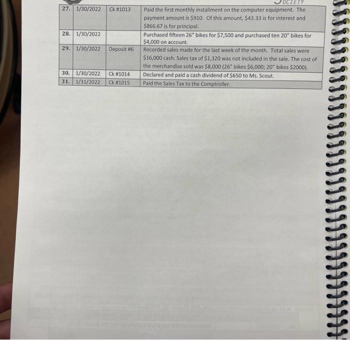 spreadsheet follows the transactions below. No explanation is required for the journal