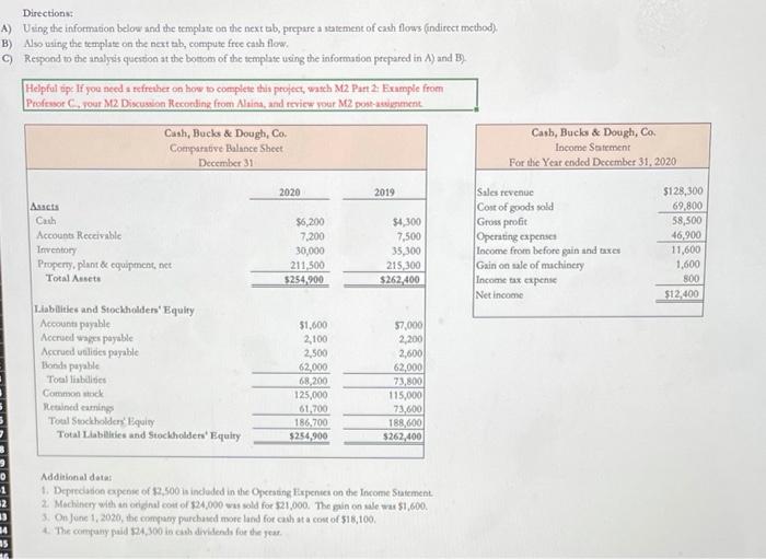 1A.) Using the information below and the template on the next rab,
