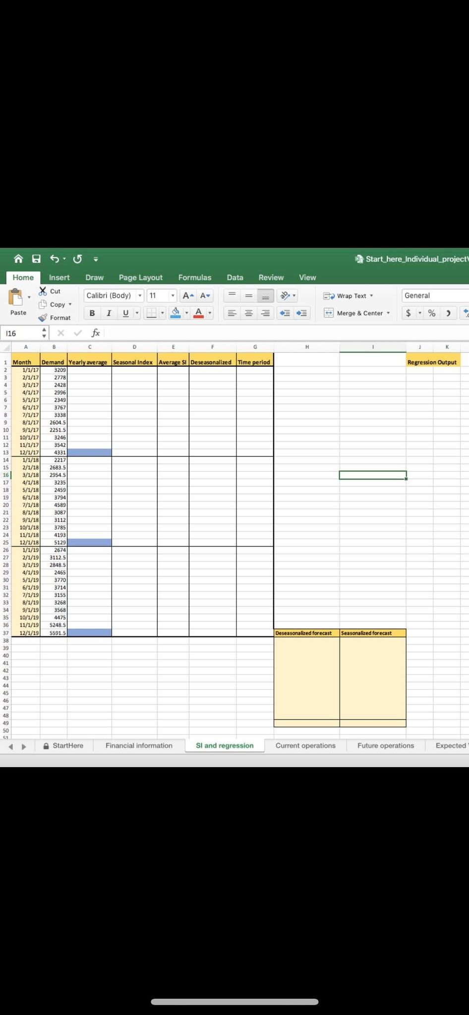 create a monthly forecast using classical decomposition that is based on regression