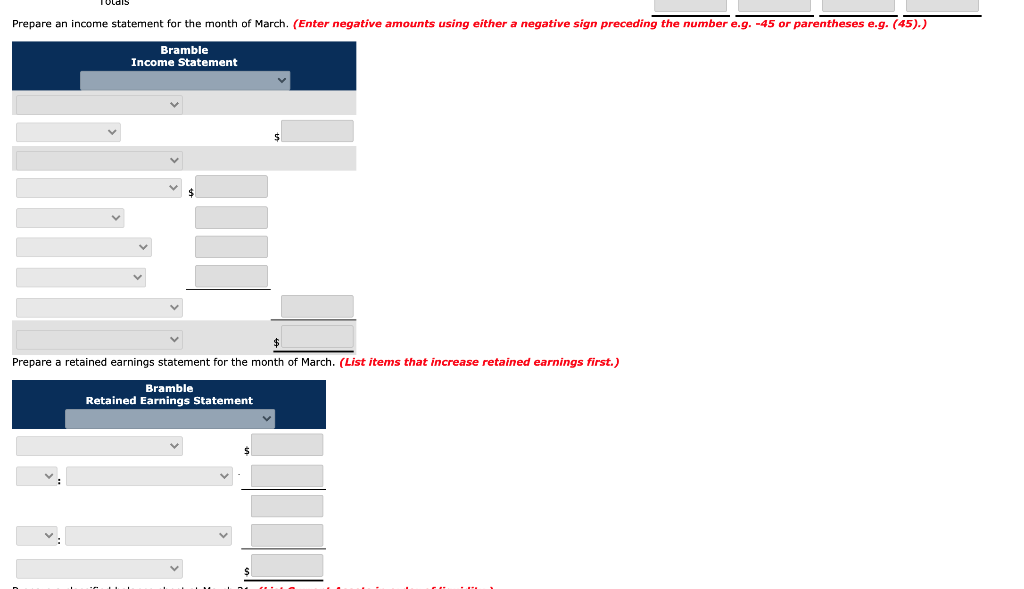 For the Month Ended March 31, 2019 Trial Balance Account Titles Dr