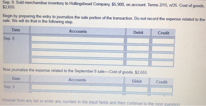 destination. 10 Made payment to Sharpner Wholesalers for goods purchased on September