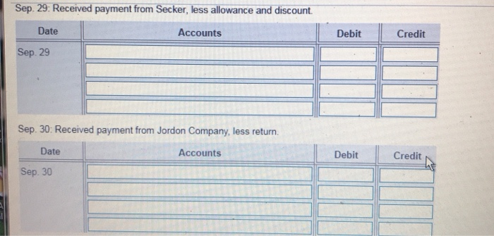 inventory to Secker for $1,300 on account that cost $559. Terms of