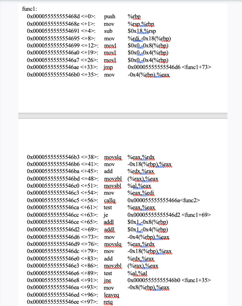 func2. Fill in the stack table given from bottom to top to