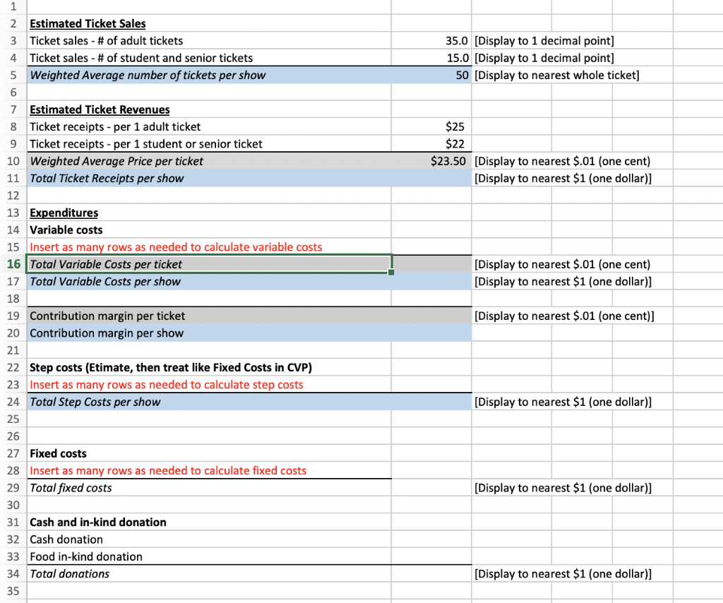 boxes below. To facilitate your calculations and analysis, reorganize the data into