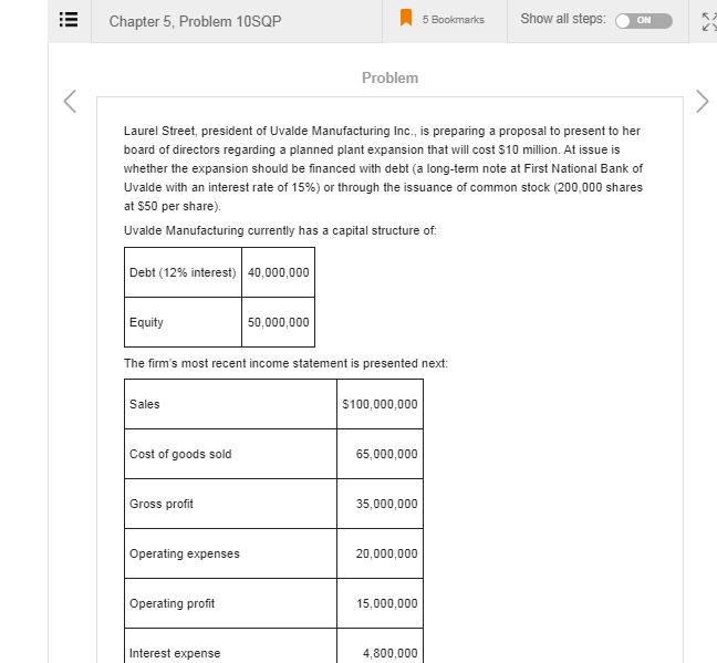 Statements (ll1th Edition) by Fraser, Chapter 5, Problem 10SQP? There is already