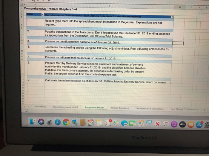  1 Comprehensive Problem Chapters 1-4 samante fill there inaintenance in mlmm