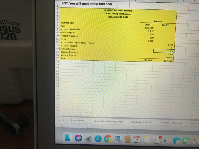 to use the December 31, 2018 ending balances as appropriate from the