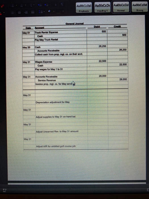 of May from Chapter 8. Print the forms on the following pages