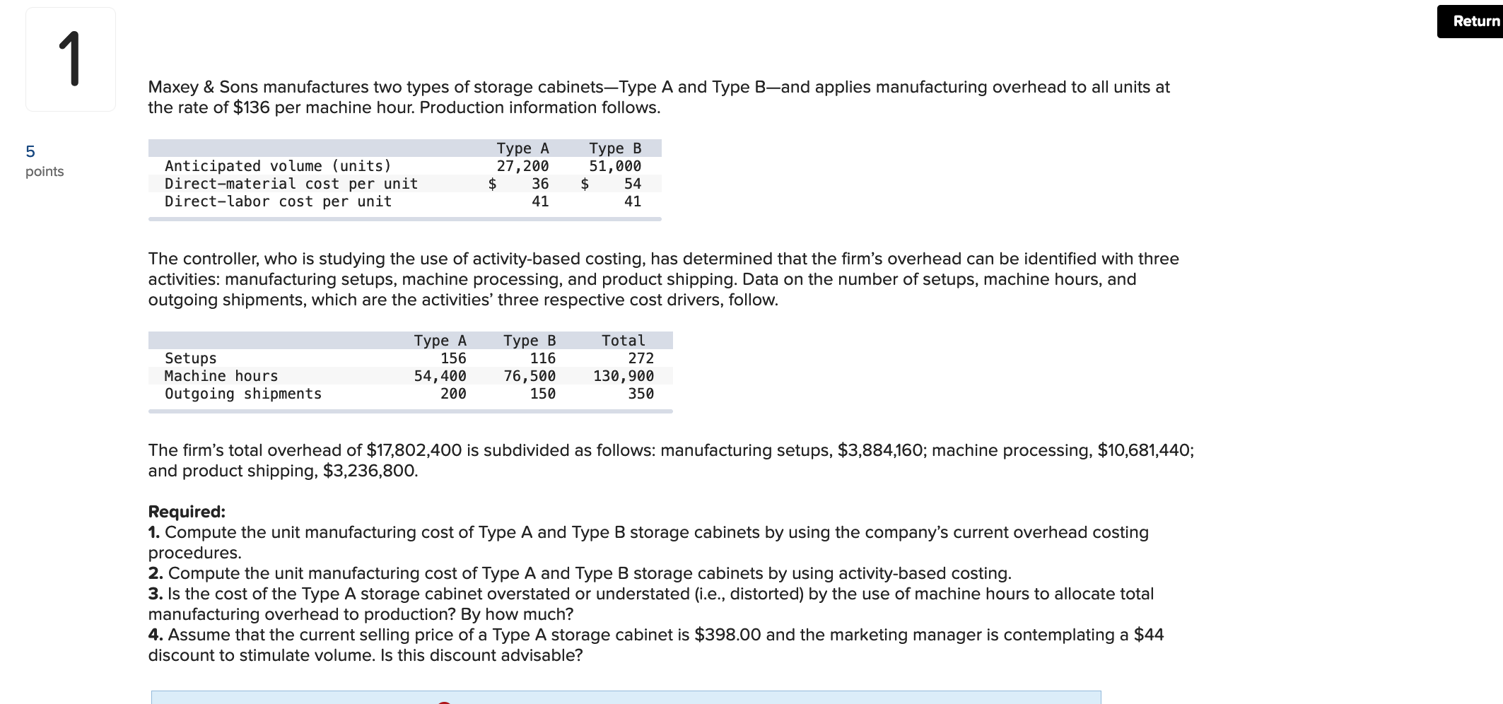 please solve #1 for me. im super confused Return 1 Maxey &