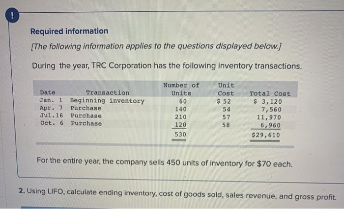 LIFO Cost of Goods Sold Ending Inventory Cost of Goods Available for