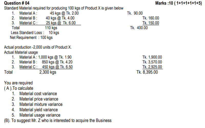 Marks :10 ( 1+1+1+1+1+5) Tk. 90.00 Tk. 160.00 Tk. 150.00 Tk.