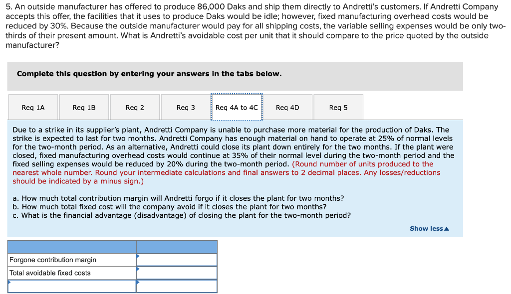 5. An outside manufacturer has offered to produce 86,000 Daks and