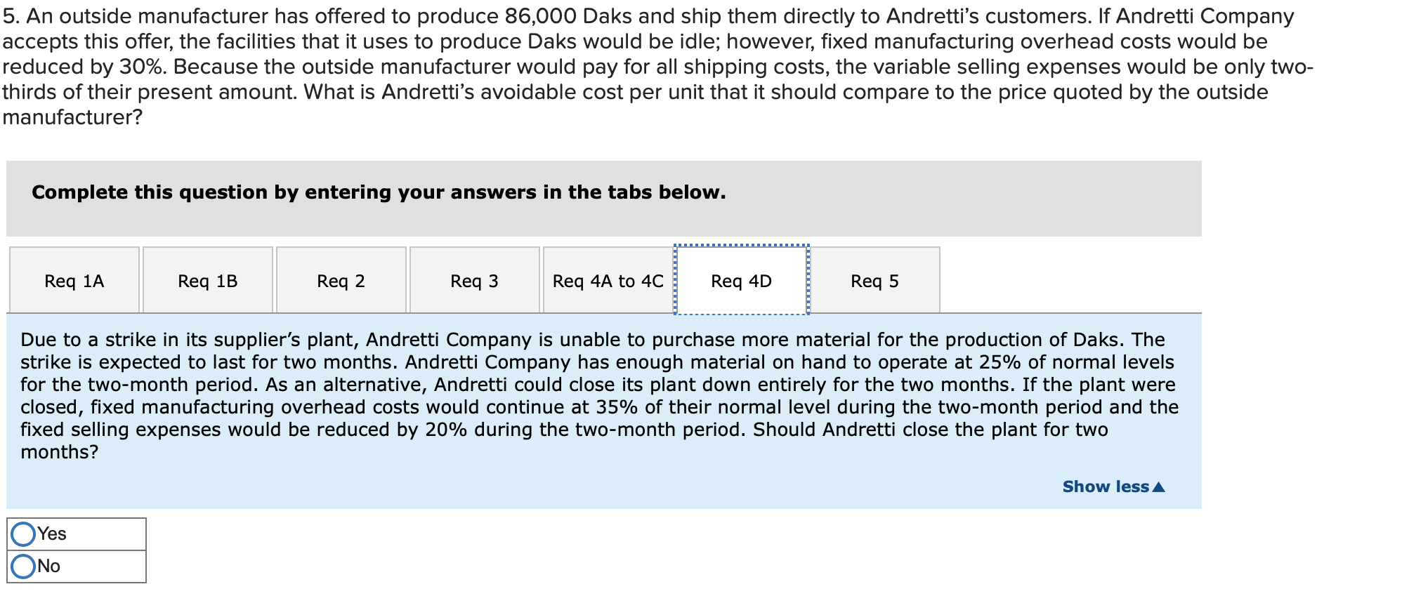 ship them directly to Andretti's customers. If Andretti Company accepts this offer,