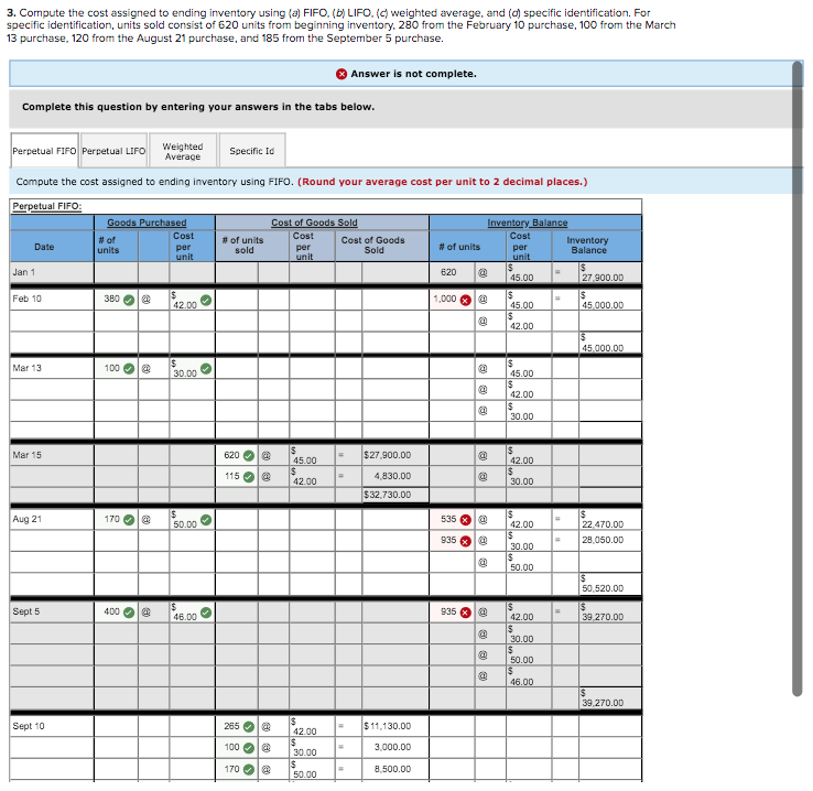 LIFO, (c) weighted average, and (d) specific identification. For specific identification, units