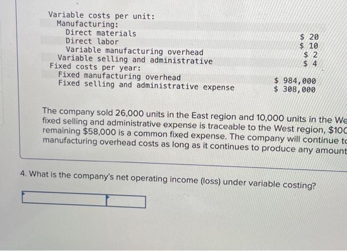 and West regions. The following information pertains to the company's first year