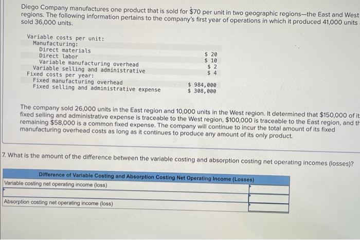 Variable selling and administrative Fixed costs per year: Fixed manufacturing overhead Fixed