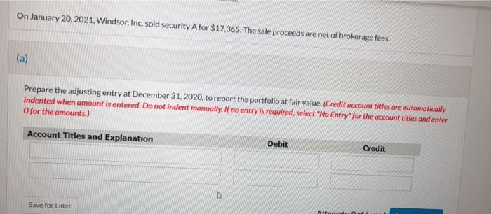 December 31, 2020, the available-for-sale debt portfolio for Windsor, Inc. is as