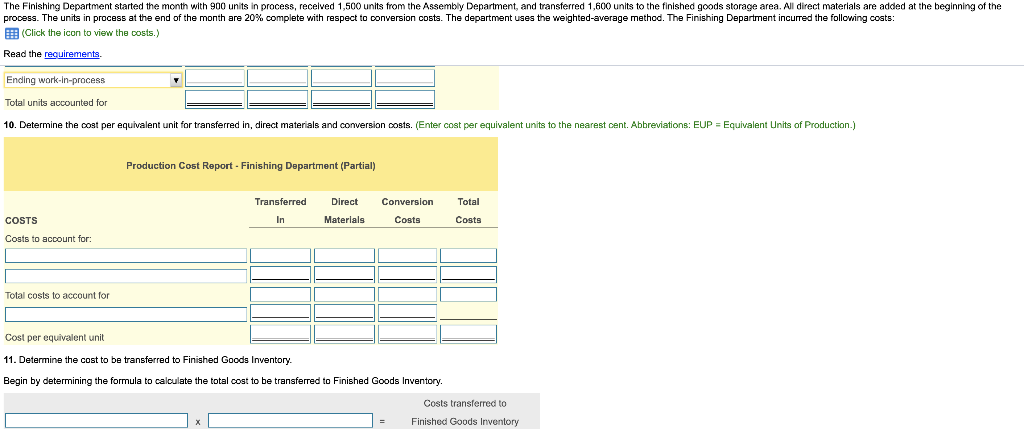 in process, received 1,500 units from the Assembly Department, and transferred 1,600