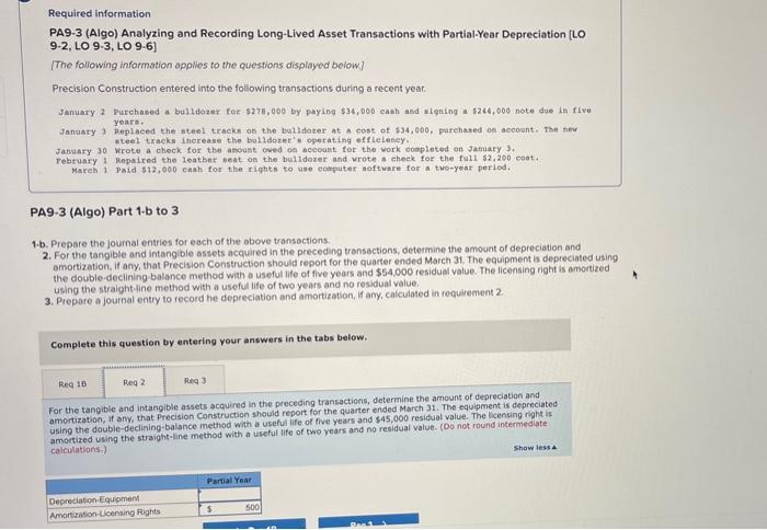how do you solve this ? Required information PA9-3 (Algo) Analyzing and