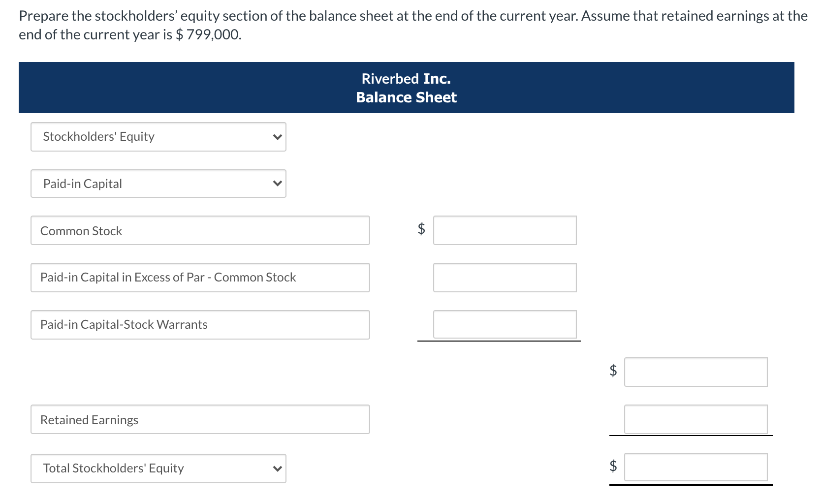 Inc. at the beginning of the current year appears below. Common stock,