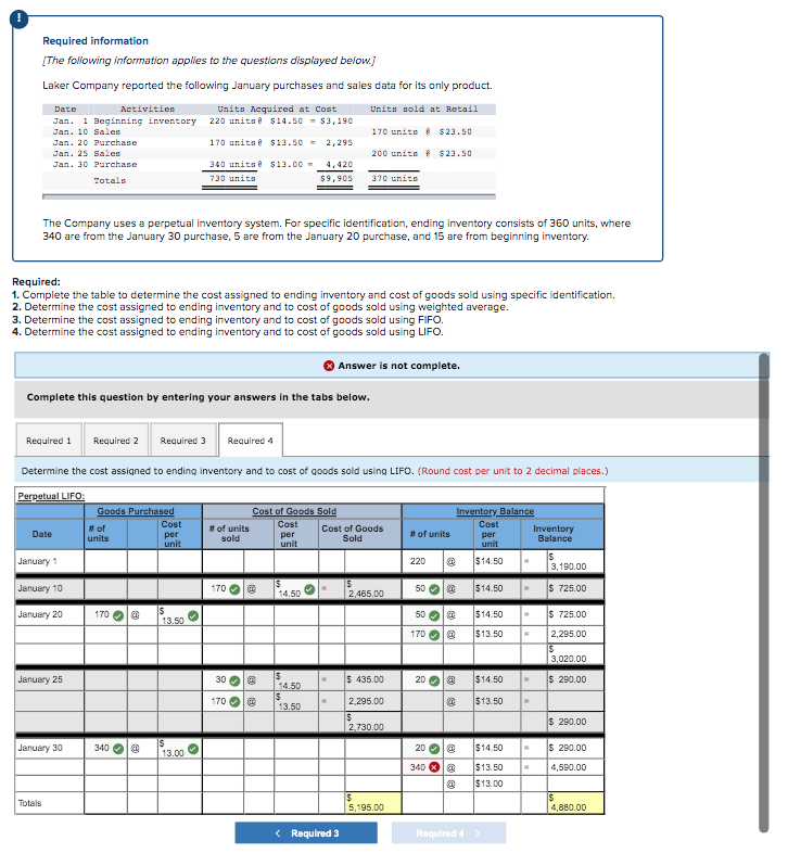average. 3. Determine the cost assigned to ending inventory and to cost