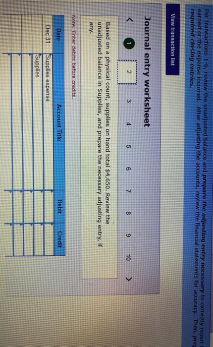 unadjusted trial balance of the Mobility Solutions Company as of December 31,